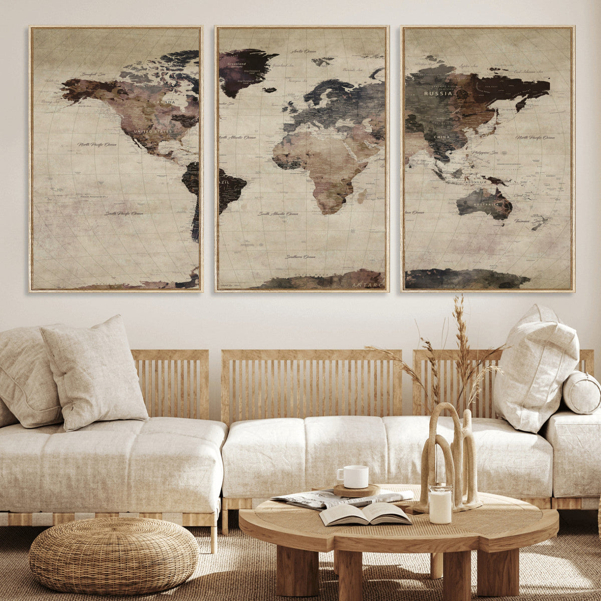 World Map Canvas Print – Detailed Map of the World Adventure
