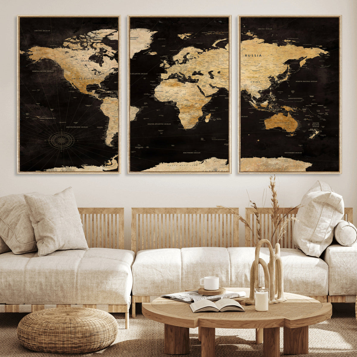 Extra Large World Map Canvas Print – Detailed Map Classic