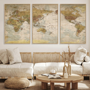 World Map Canvas Print – Detailed Map of the World Wall Art