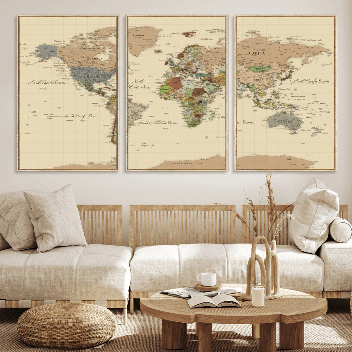 Extra Large World Map Canvas Print – Detailed Map of the