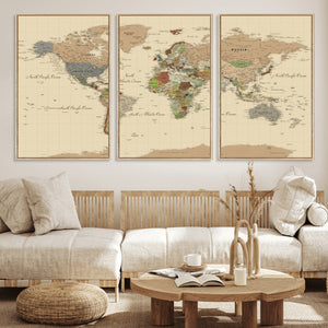 Extra Large World Map Canvas Print – Detailed Map of the