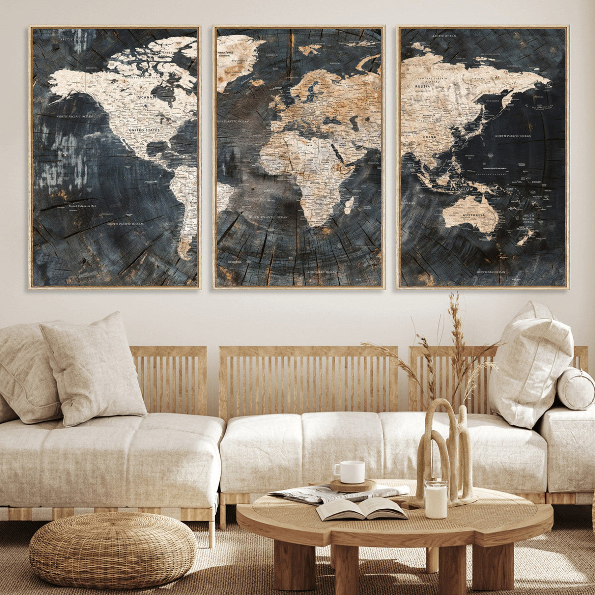 World Map Canvas Print – Detailed Map of the World Wall Art