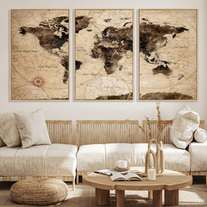 World Map Wall Art Canvas Print