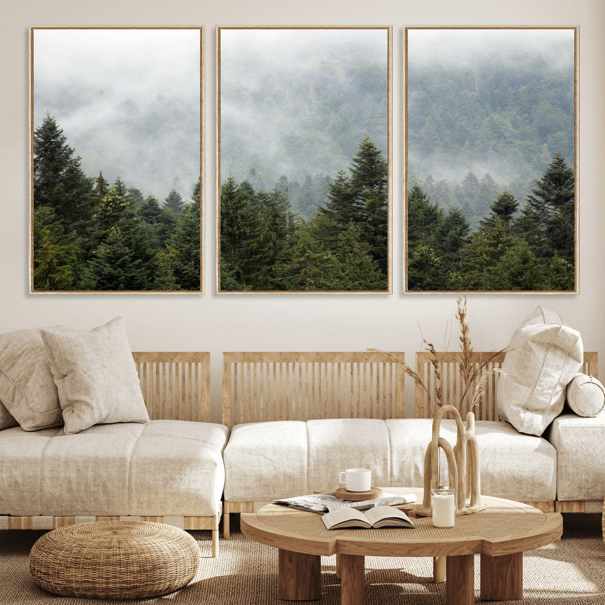 Misty Mountain Forest Wall Art Canvas Print