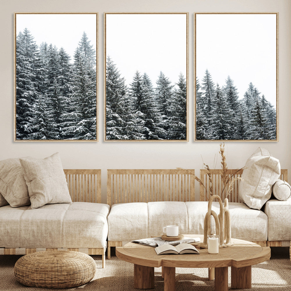 Misty Mountain Forest Canvas Print, Foggy Pine Trees Nature