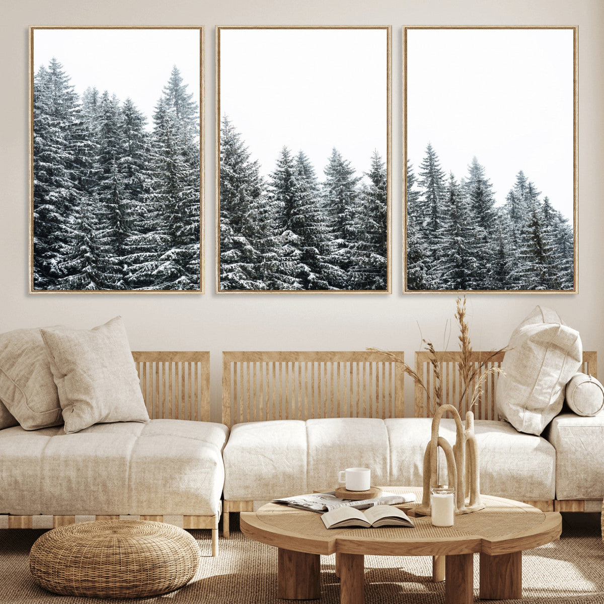 Misty Mountain Forest Canvas Print, Foggy Pine Trees Nature