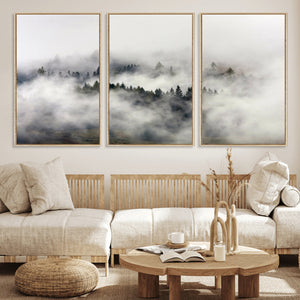 Foggy Forest Wall Art Canvas Print, Misty Pine Tree