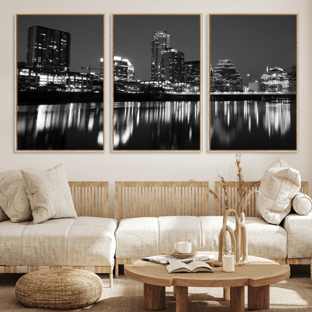 Austin Skyline Wall Art Canvas Print, Austin Downtown Night