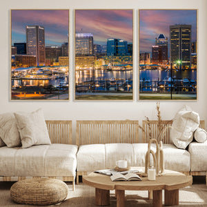 Baltimore Skyline Wall Art Canvas Print, Baltimore Downtown