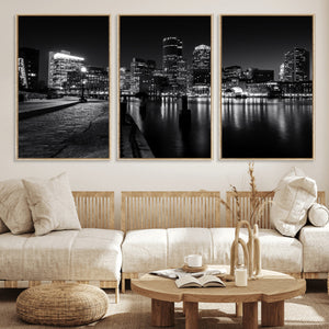 Boston Wall Art Canvas Print, Boston City Downtown Night