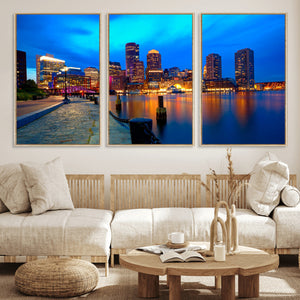 Boston Wall Art Canvas Print, Boston City Downtown Night