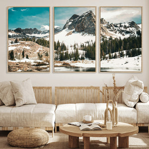 Snowy Mountain Wall Art Canvas Print, Alpine Pine Forest