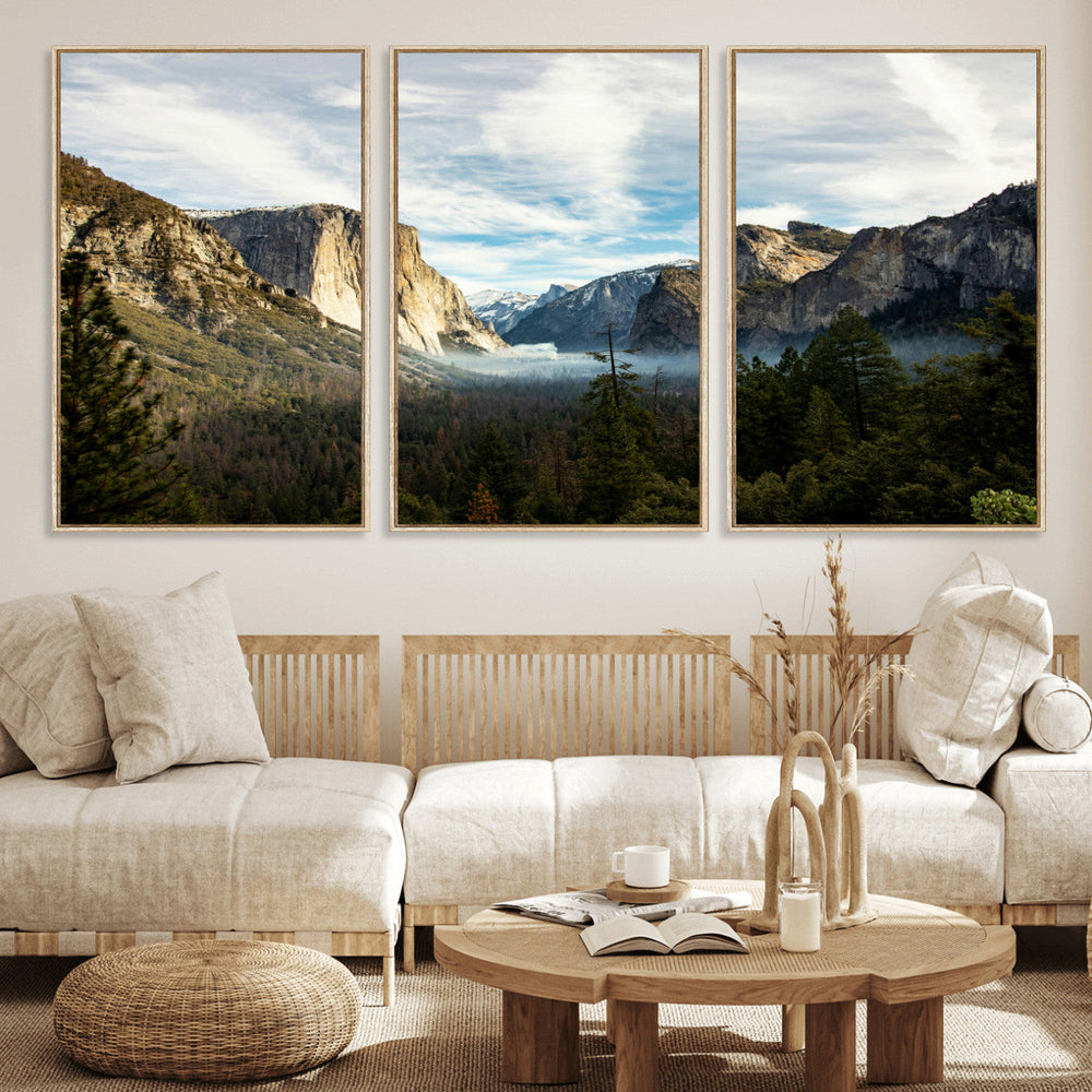 Yosemite Valley Mountain Wall Art Canvas Print, Granite