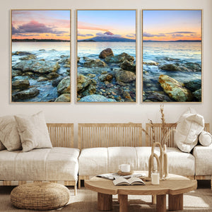Mayon Volcano Seascape Wall Art Canvas Print, Tropical Ocean