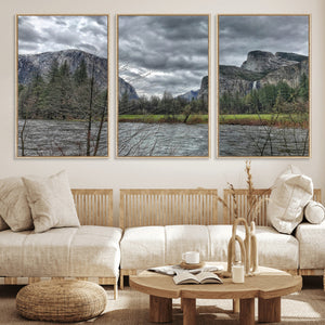 Yosemite Valley River Wall Art Canvas Print, Granite Cliffs