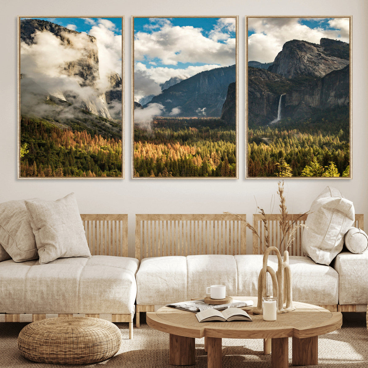 Yosemite Valley River Wall Art Canvas Print