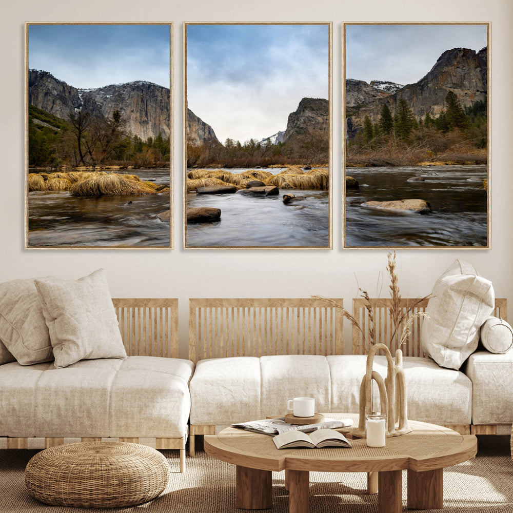 Yosemite Valley Mountain Landscape Wall Art Canvas Print,