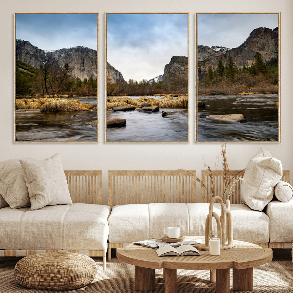 Yosemite Valley Mountain Landscape Wall Art Canvas Print,