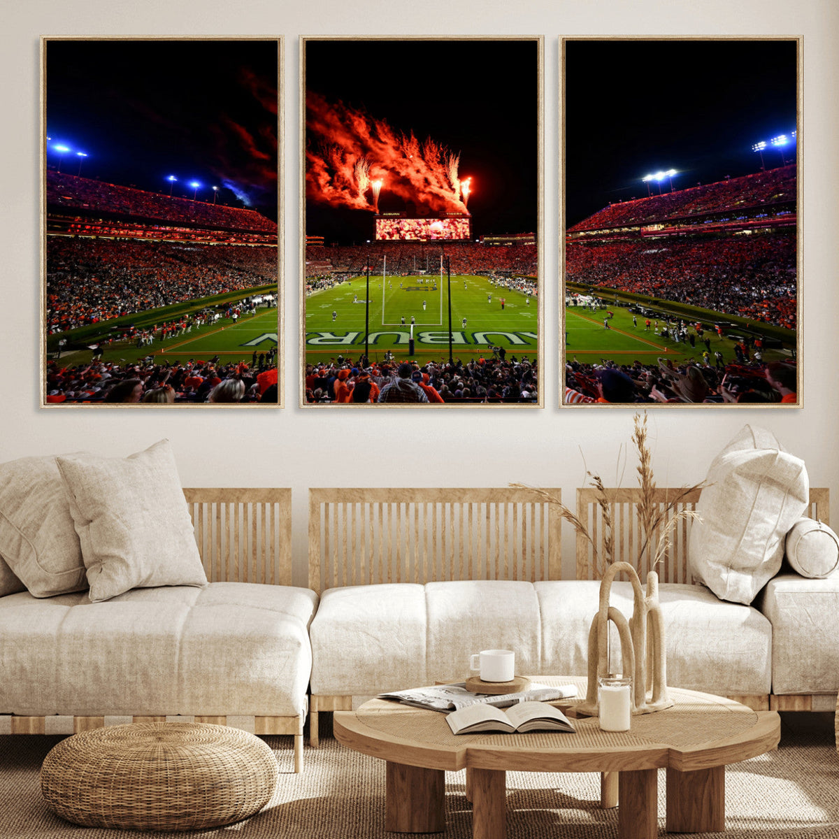 Auburn Stadium Wall Art Canvas Print, College Football Night