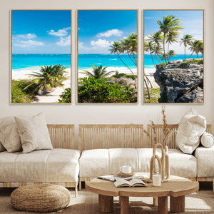 Tropical Beach Wall Art Canvas Print, Palm Tree Ocean
