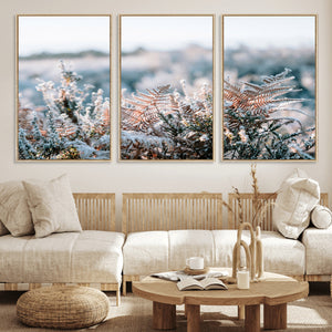 Frosted Fern Wall Art Canvas Print, Soft Winter Botanical