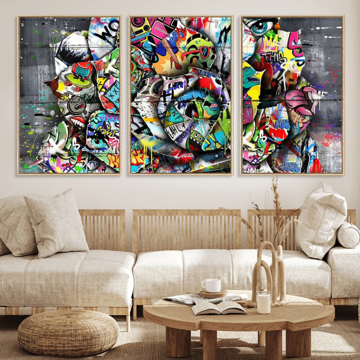 Abstract Graffiti Collage Street Art Wall Art Canvas Print