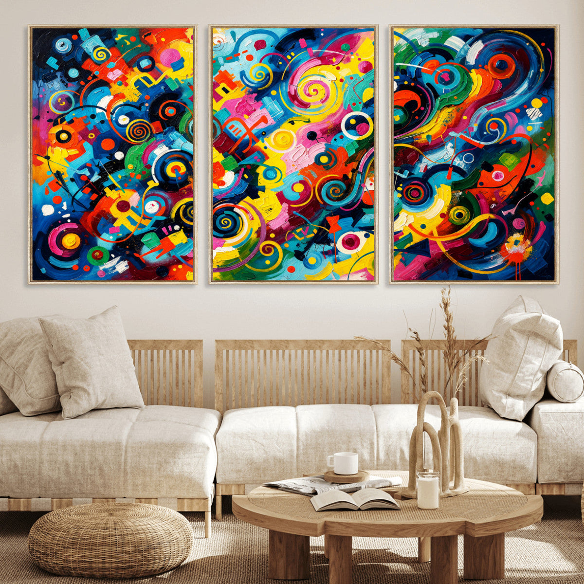 Geometric Abstract Wall Art Canvas Print, Bold Color