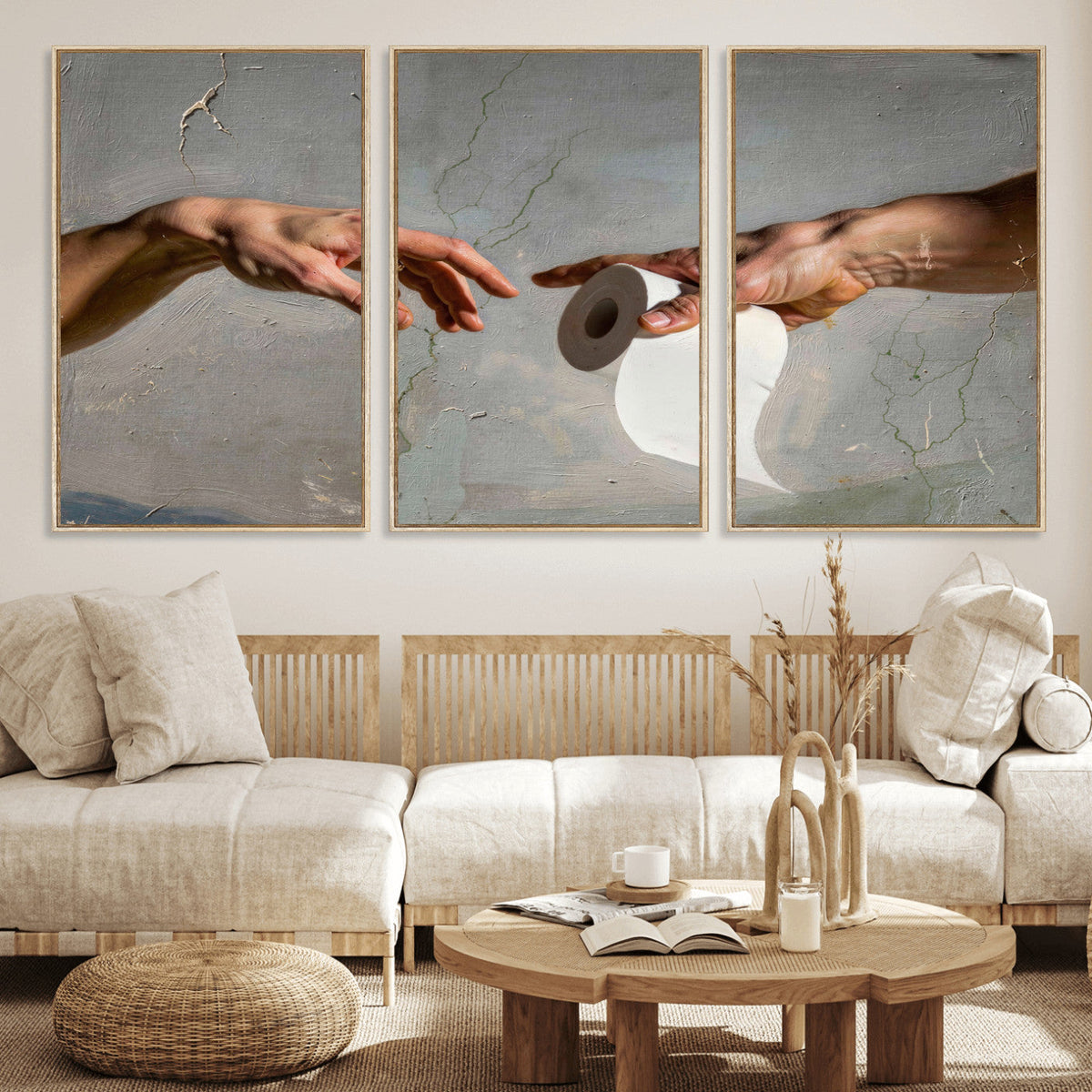 Funny Bathroom Wall Art Canvas, Creation of Toilet Paper