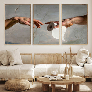 Funny Bathroom Wall Art Canvas, Creation of Toilet Paper
