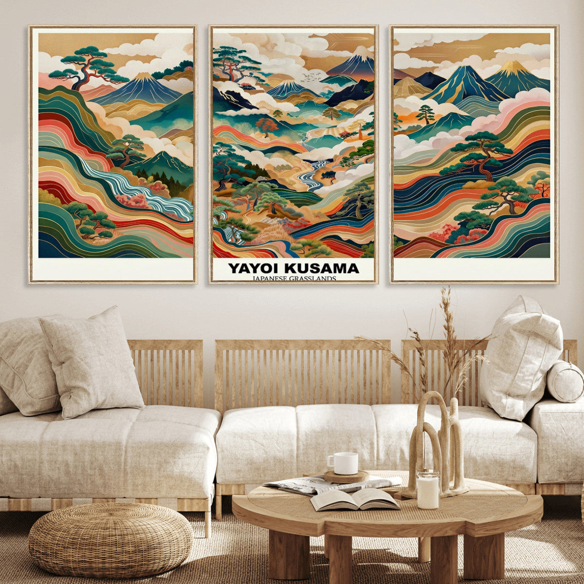 Japanese Grasslands Canvas Wall Art, Kusama Inspired