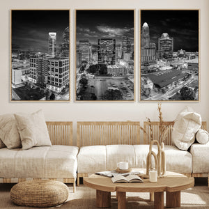 Charlotte Skyline Canvas Wall Art Print – North Carolina Cityscape Photography Print