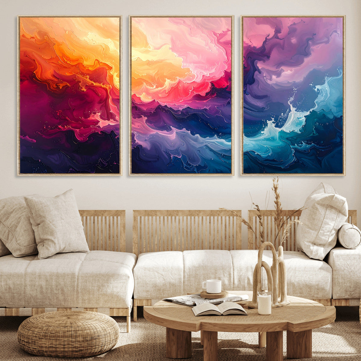 Colorful Abstract Canvas Wall Art Print, Vibrant Popup Color Art Print