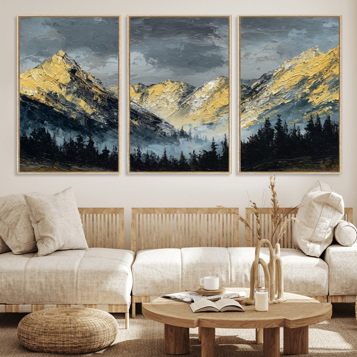 Abstract Mountain Wall Art Canvas Print Modern Landscape Painting Print