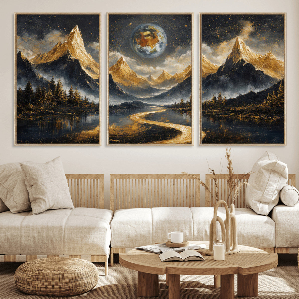 Abstract Mountain Wall Art Canvas Print Modern Landscape Painting Print