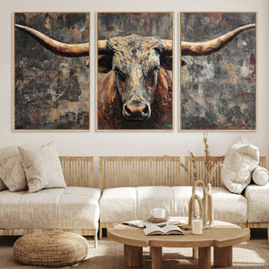 Texas Longhorn Skull Canvas Wall Art Rustic Western Decor Print