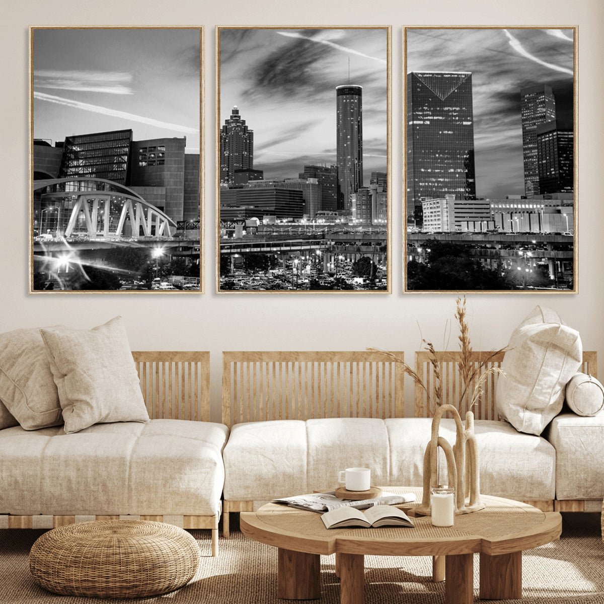 Black and White Atlanta Wall Art Canvas Print