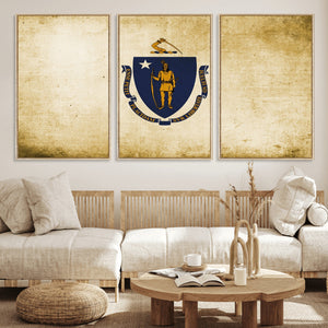 Massachusetts Flag Wall Art Canvas Print
