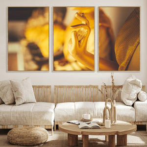 Gold Buddha Statue Hands Wall Art Canvas Print