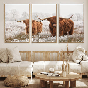 Longhorn Cattle Wall Art Canvas Print, Framed Farmhouse