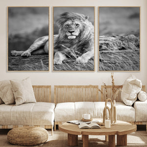 King Forest Lion Wall Art Canvas Print – Framed Majestic