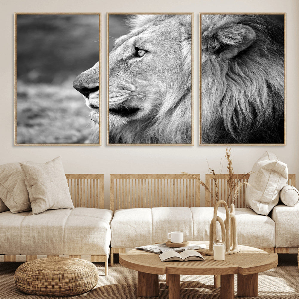 Lion Wall Art Canvas Print – Framed Majestic Wildlife