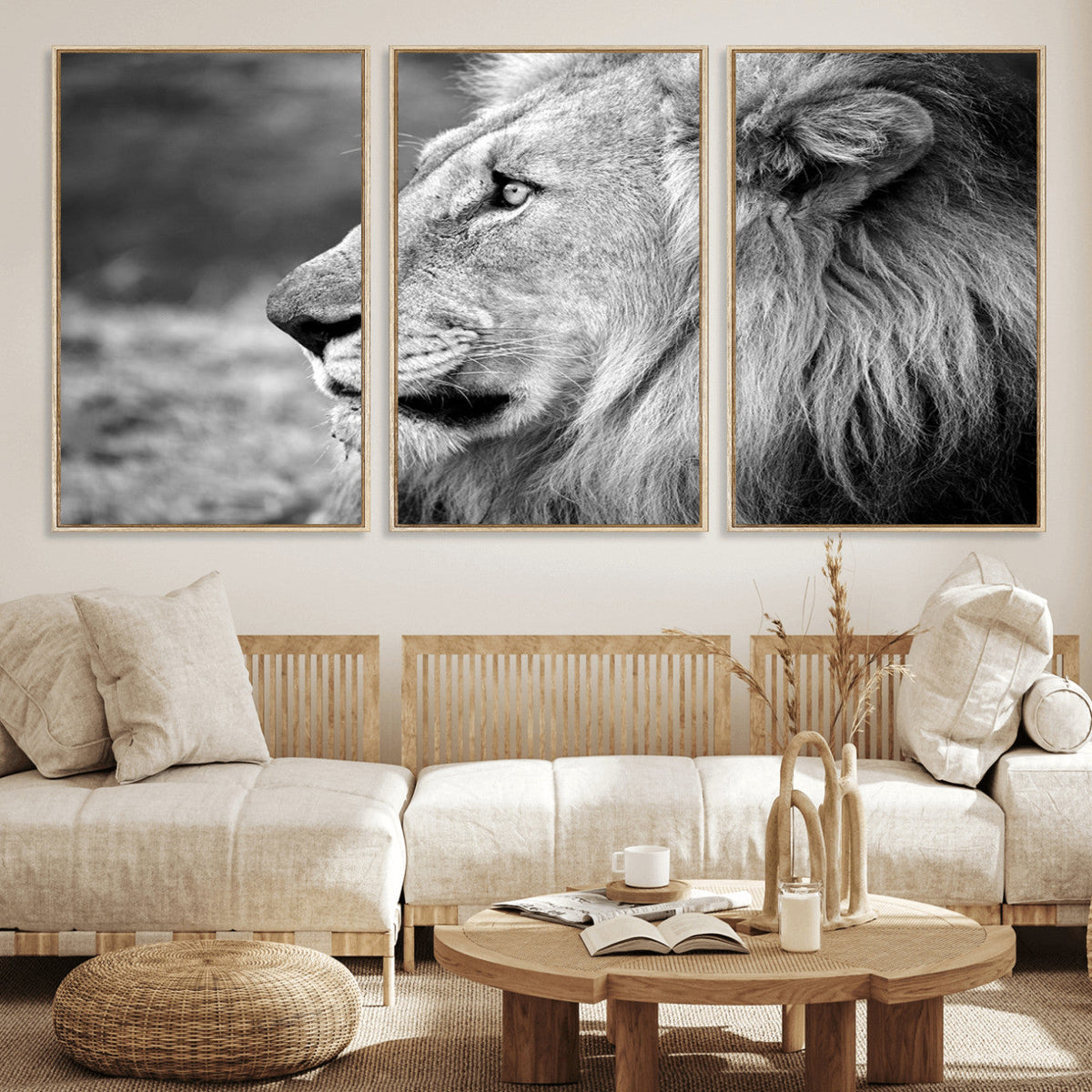 Lion Wall Art Canvas Print – Framed Majestic Wildlife