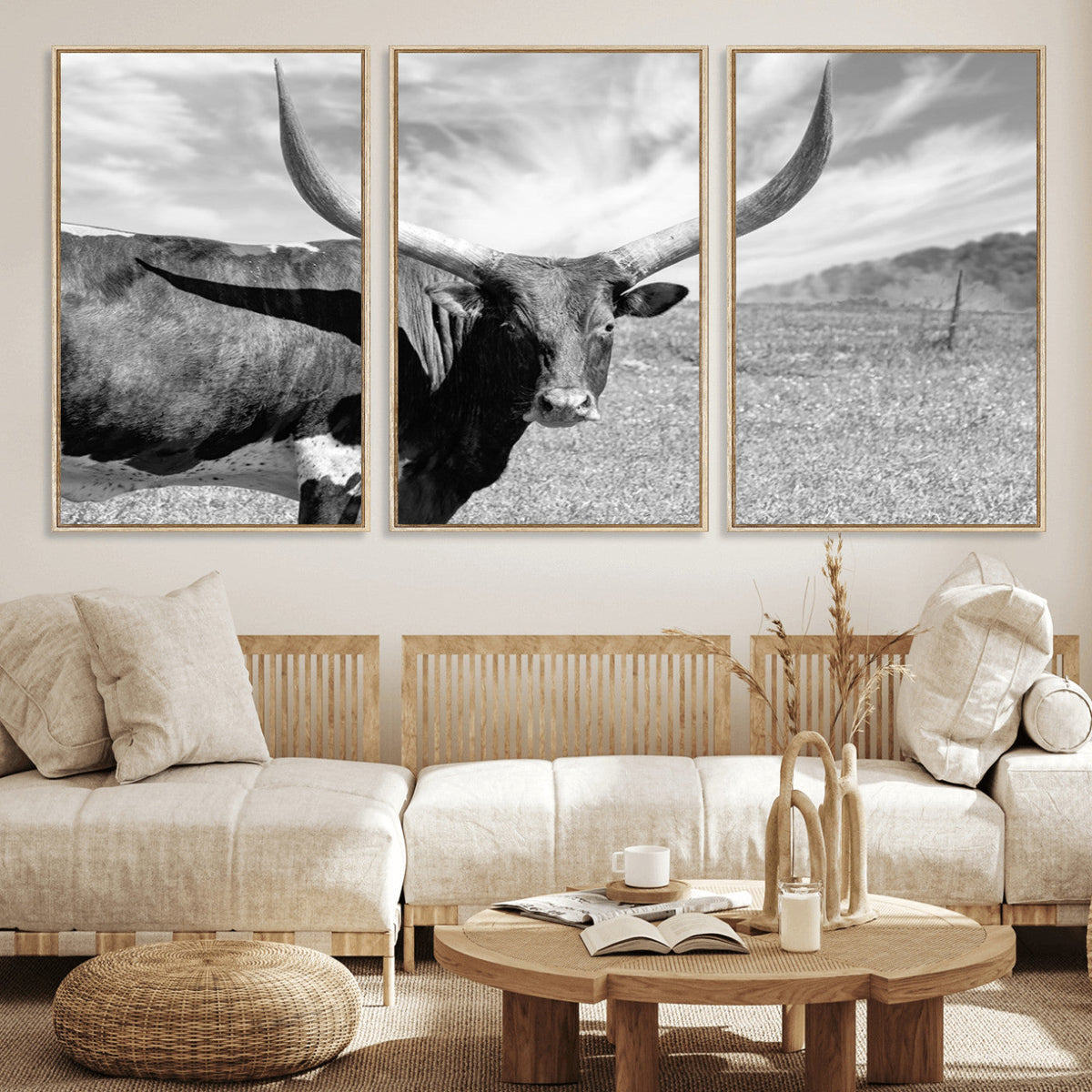 Cattle Wall Art Longhorn Cow Canvas Print