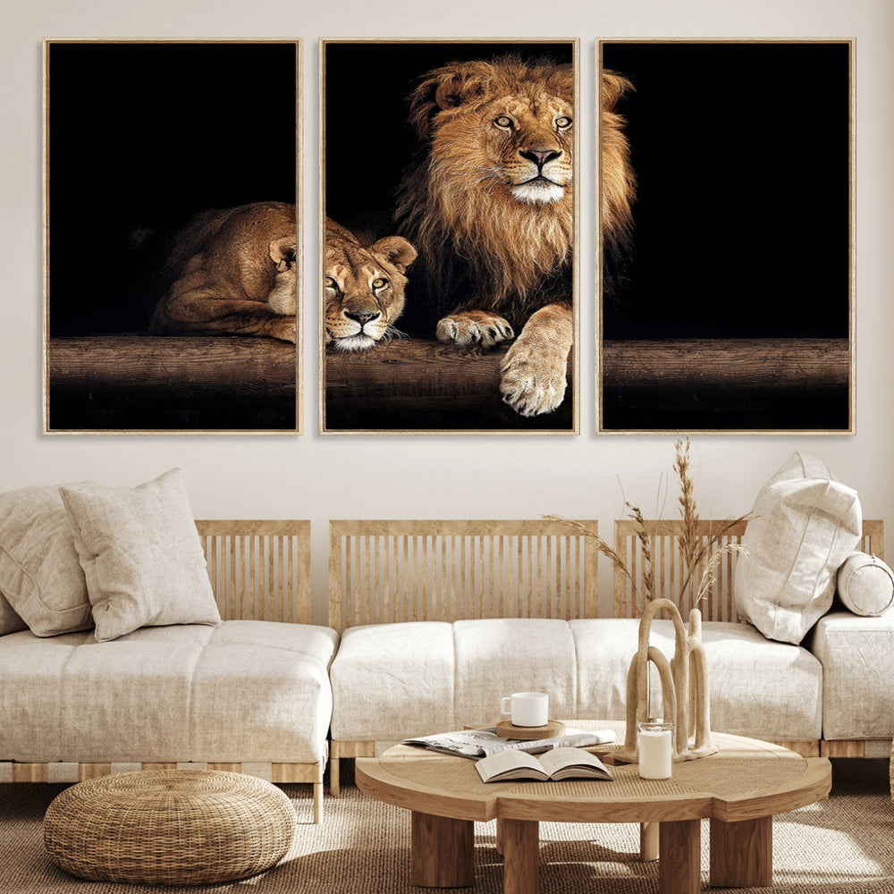 Lion Canvas Wall Art – Majestic Animal Print Artwork for