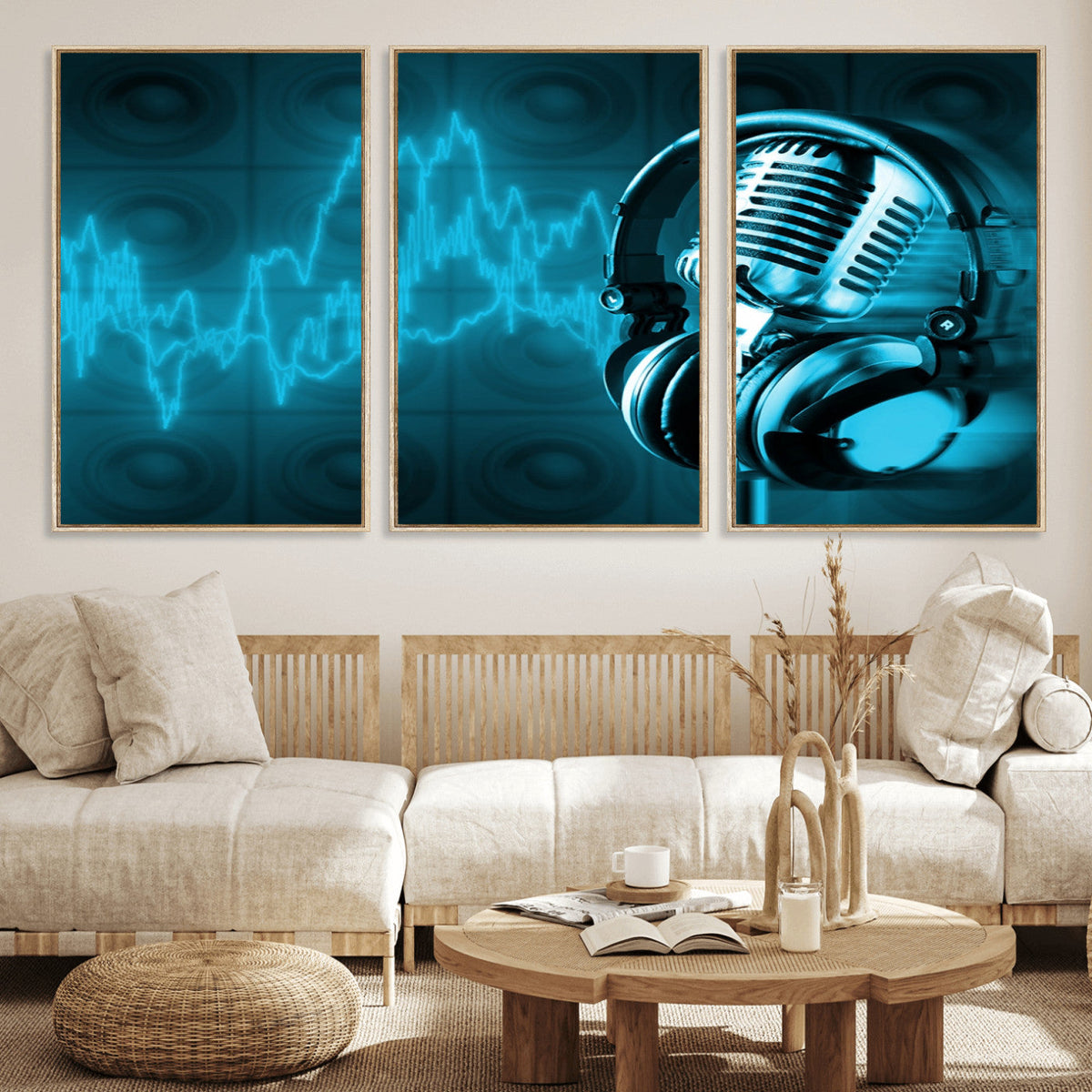 Music and Microphone Wall Art Canvas Print