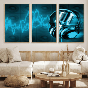 Music and Microphone Wall Art Canvas Print
