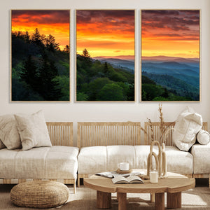 Forest Landscape Wall Art Sunset Canvas, Forest Sunset