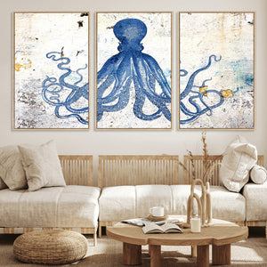 Octopus Canvas Wall Art | Coastal Marine Life Artwork for