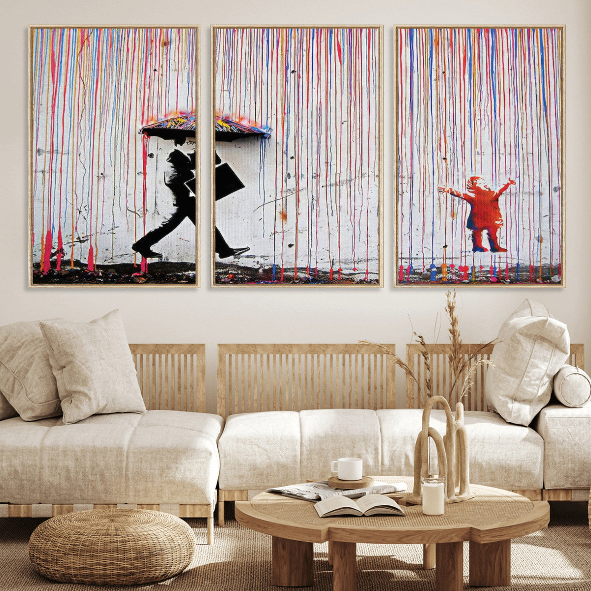 Banksy Wall Art Canvas Print, Framed Graffiti Art Picture