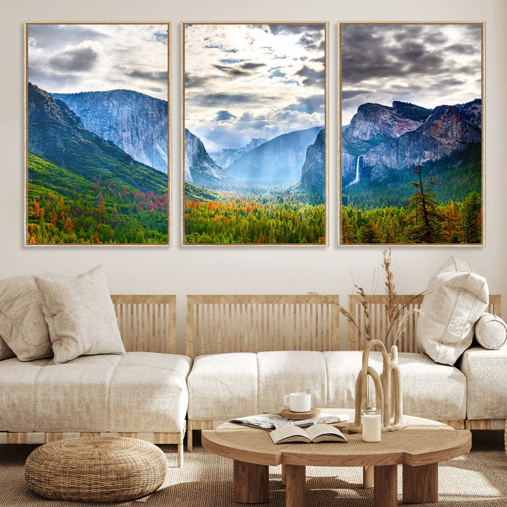 Yosemite Park Half Dome 3 Panel Canvas Print | Large Giclée